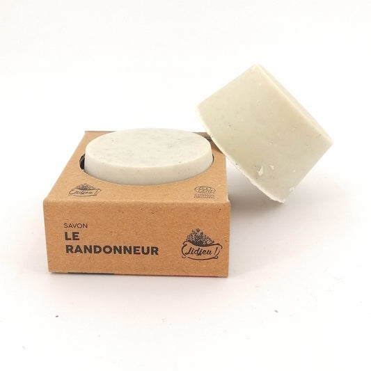 Le Randonneur (savon naturel et bio tout-terrain à l'huile d'olive: corps, cheveux, lessive, vaisselle)